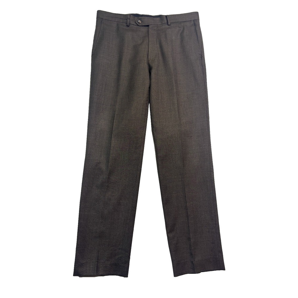 Jos A Bank 36x33 Brown Flat Front Dress Suit Pants Trousers Wool Executive